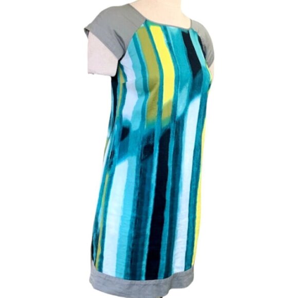 Kenneth Cole Colorful Abstract Print Mixed Media T-Shirt Dress Sz XS #303J - Picture 3 of 8